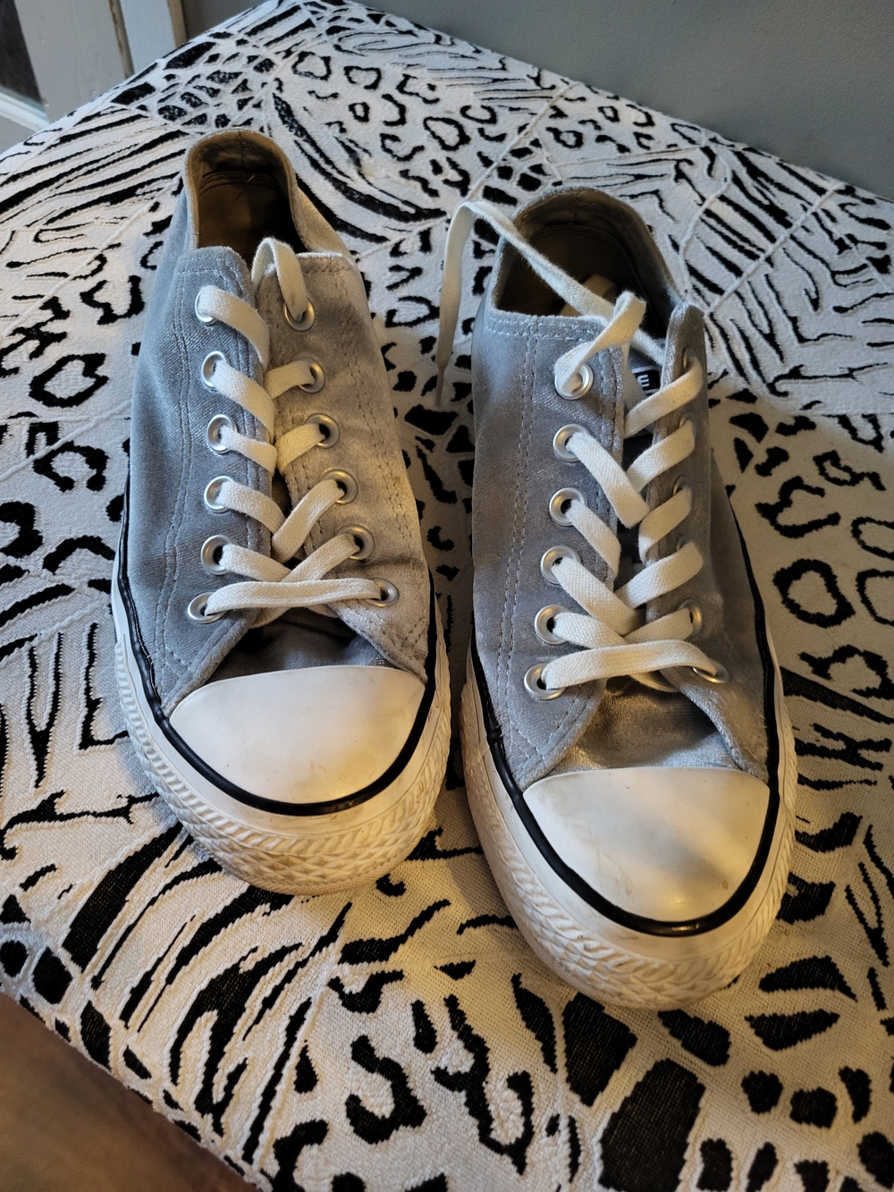 Grey Velour Low Top Sneaker